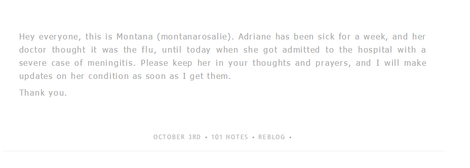LauBayOUAT's tweet photo. Please keep Adri's family in your prayers #RipAdri 
http://t.co/WZeuUzNJ6q http://t.co/ZpVHCBu8Sa