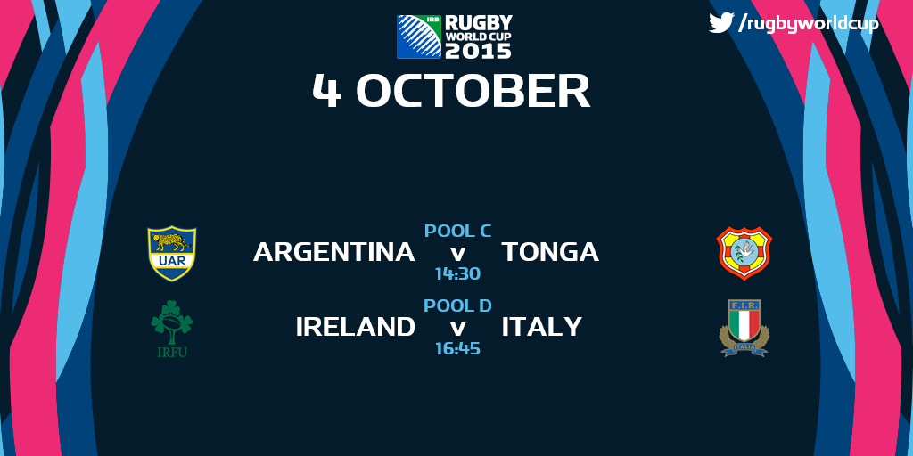 rugbyworldcup's tweet photo. Another day of gripping #RWC2015 awaits with matches in Leicester and London from Pool B and D #ARGvTGA #IREvITA http://t.co/Tcf1f3gcAS