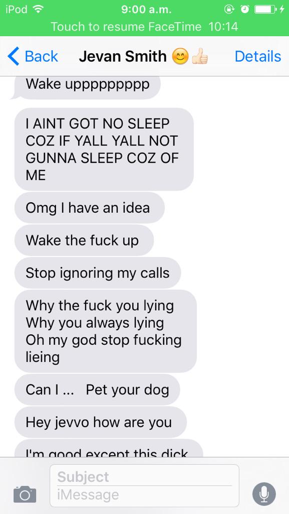 laggy_angel's tweet photo. When @SmithJevan tries to wake you up 😂👍🏻 http://t.co/7hW92U0Gkc