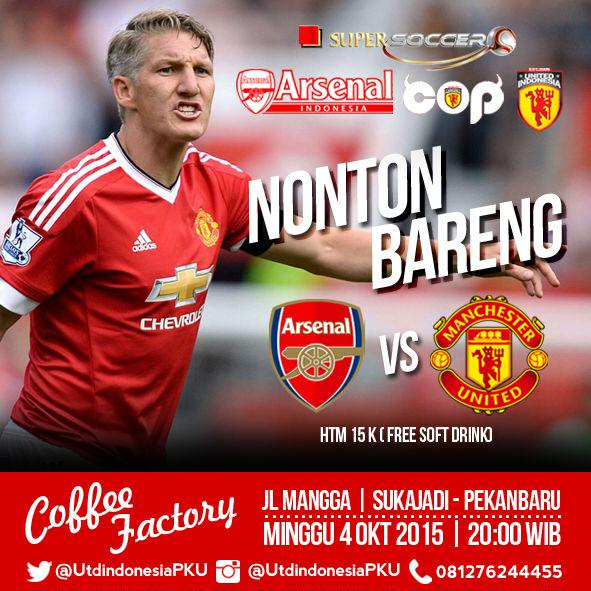 UtdIndonesiaPKU's tweet photo. #NobarPku W/ @AIS_PKU : Arsenal vs #MUFC | MALAM INI | Terbuka utk seluruh fans Arsenal &amp; MU. Cc : @infoPKU http://t.co/monrka7gAR