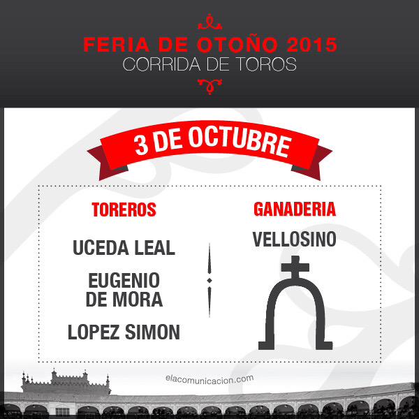 Cartel de ayer : toros de #vellosino para #ucedaleal #eugeniodemora y #gonzalocaballero que sustituiya a #lopezsimon