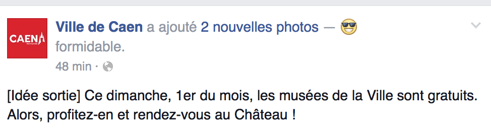 LauraBataille's tweet photo. [#CM] Après les emojis sur #Twitter, le CM de @CaenOfficiel teste les humeurs sur #Facebook ! 😀 #SmileyPower 😎 http://t.co/o0YCbI8vji