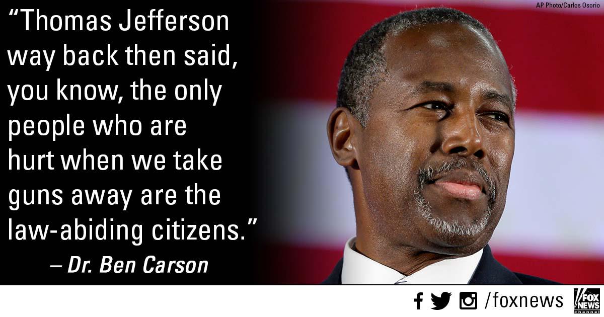 Yesterday on <a href="/foxandfriends/">FOX & Friends</a>, <a href="/RealBenCarson/">Ben & Candy Carson</a> shared his opinions on guns and gun control. bit.ly/1JM0dtH