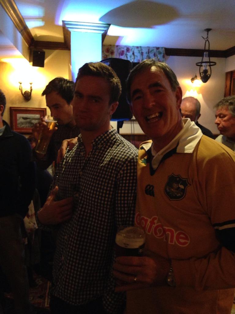 See pics of me in an Aussie shirt during last nights game. My companion is  disconsulate Bill. Australia were brill.