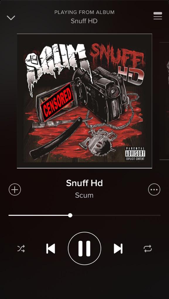 Evil_Womxn's tweet photo. Right now listening to @SCUM412 #SnuffHD (I wonder what the uncensored album cover looks like) http://t.co/eVq1oFCZVz