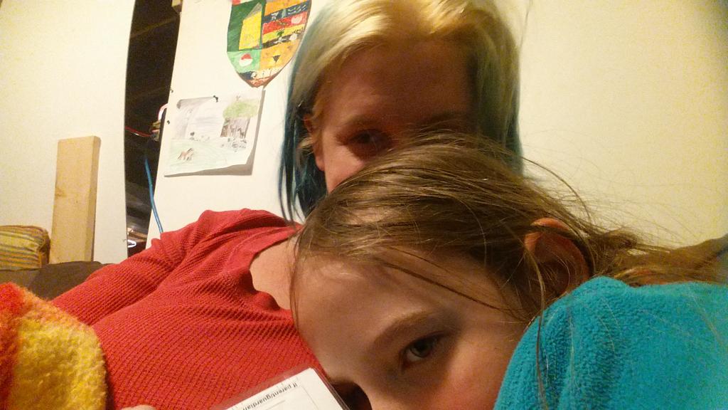 Soire's tweet photo. My shorty is home from camp and in great need of warm snuggles. #fallcamp. #guidesRock http://t.co/kRNtTiBgFD