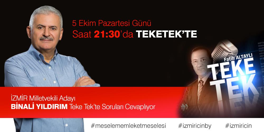 BA_Yildirim's tweet photo. Binali Yıldırım Teke Tek'te bu hafta Fatih Altaylı'nın konuğu. #meselememleketmeselesi #izmiricin #izmir http://t.co/4qVwJVzWEe