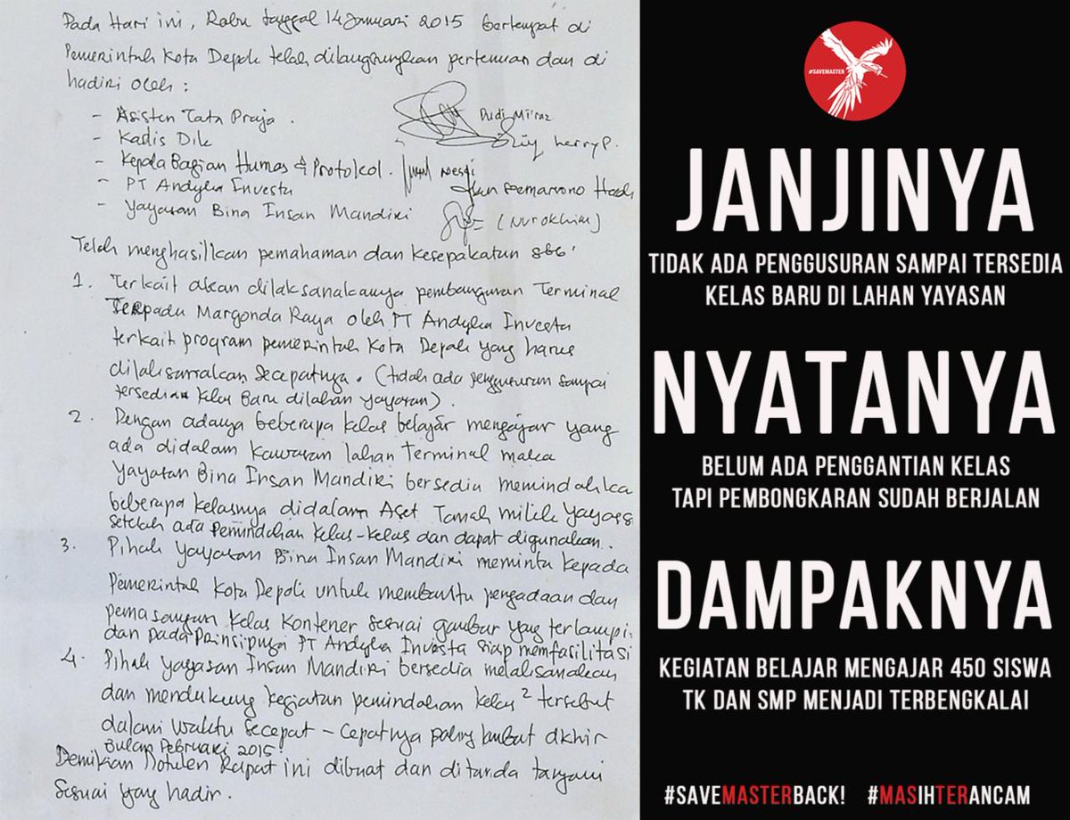 SaveMasterID's tweet photo. [17/20]
Disebut “Bungkus Cabe” karena perjanjian tersebut ditulis tangan tanpa adanya cap instansi #SaveMaster http://t.co/VjkdgdvlwL