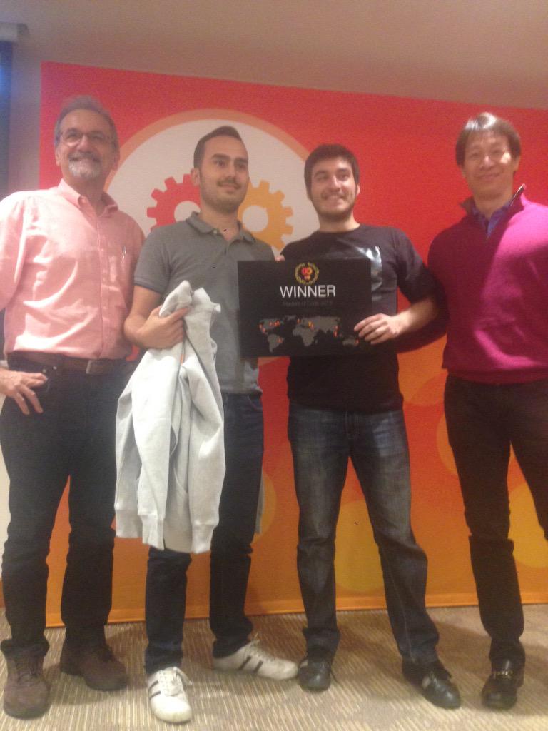 #MastersofCode Hackhaton Winners "Mobil Bayi" 
<a href="/omerfuatguler/">Ömer Fuat Güler</a> &amp; @oytunyegin Congrats!