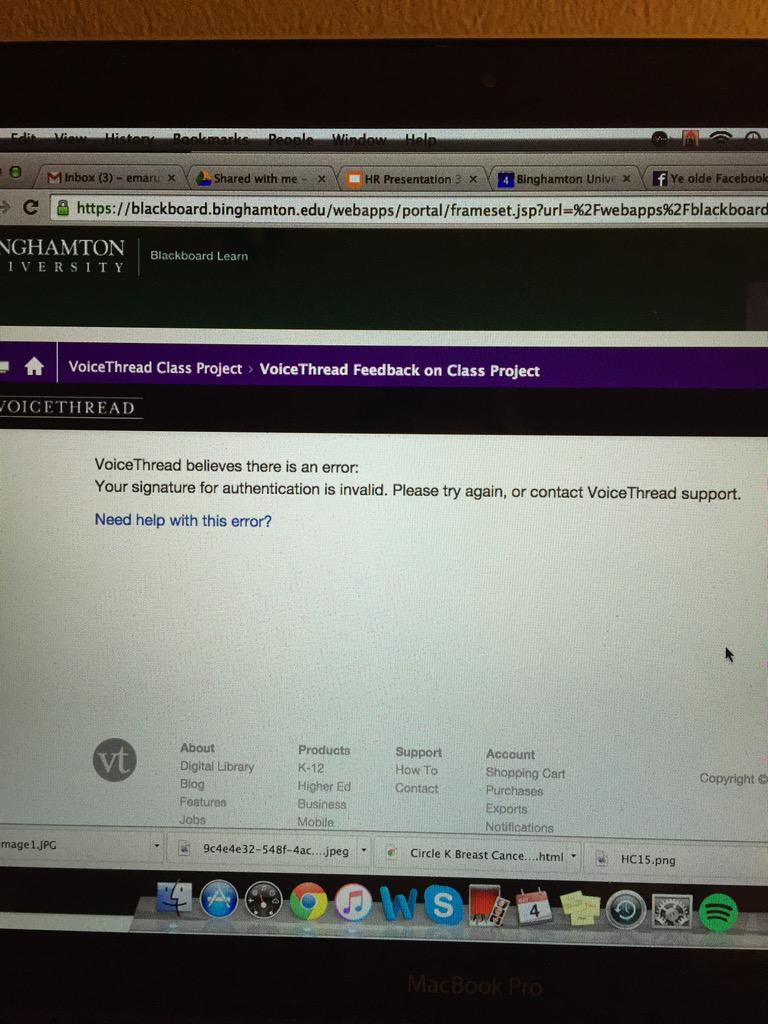 Eamarulli's tweet photo. Does anyone else have this issue when trying to use voice thread? #bumit2015 http://t.co/SUDBHISK5o