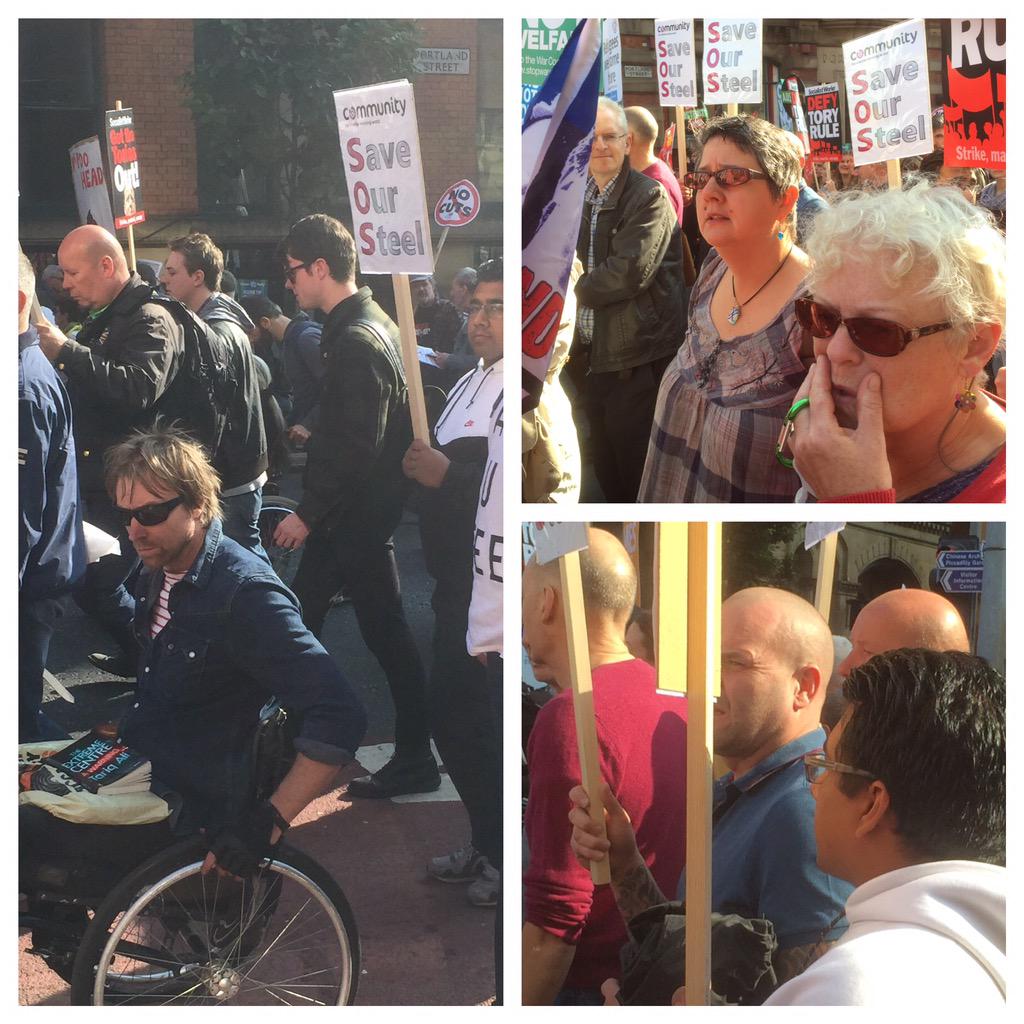 Redcar Steel workers protest at Conservative Conference  in Manchester. Look North 6.10 #steel