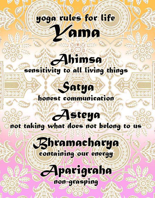 CoreEssenceYoga's tweet photo. The #5Yamas of #yoga help us live morally, to fulfill our life’s purpose &amp; to live in harmony with others #yogaalways http://t.co/9wvSHO56Cb