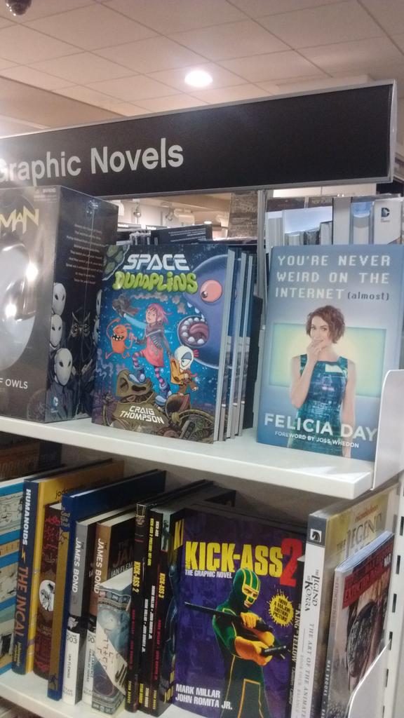 Phil_Webb's tweet photo. @feliciaday got very excited at the prospect of a Graphic Novel version of #youreneverweirsontheinternet Alas #not2b http://t.co/7BDPn1OcLw
