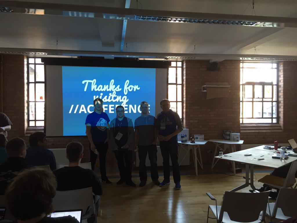 hackferencebrum's tweet image. Don't Panic wins RPis from Esri! Good job guys.