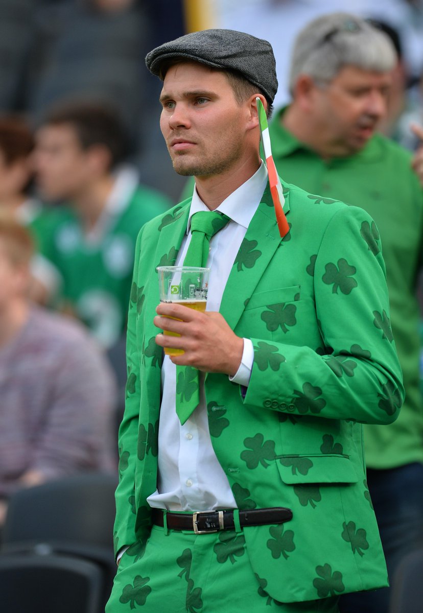 rugbyworldcup's tweet photo. Now that's what we call a suit... 🍀👔🍀 #IREvITA http://t.co/kMGOoyTfed