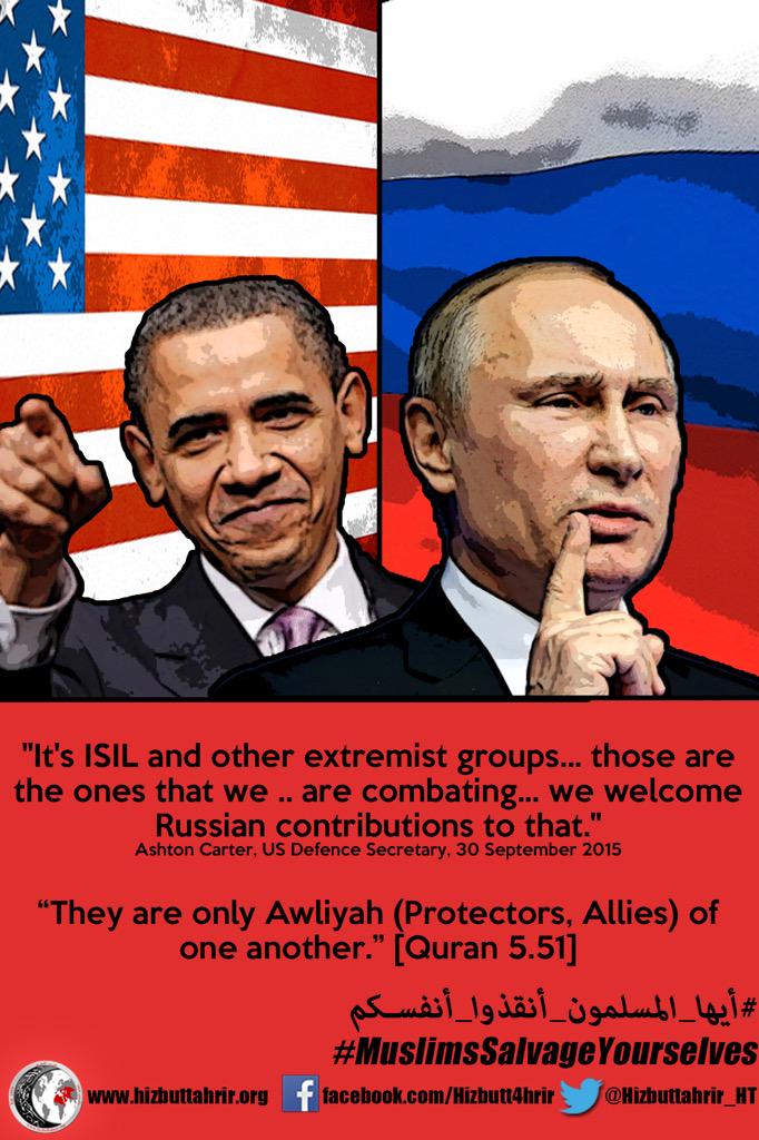 Hizbuttahrir_HT's tweet photo. America welcome #RussianAirstrikes contributing to the #WarOnIslam.
#Syria #Russia #USAccomplice http://t.co/nryXl8zXHB