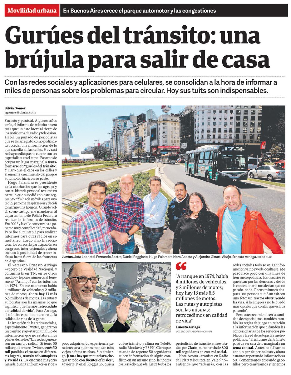 APTTA_'s tweet photo. #APPTA Gurúes del tránsito: una brújula para salir de casa. @ernestoarriaga Clarin pag 62/63 http://t.co/c43rQb1xU1