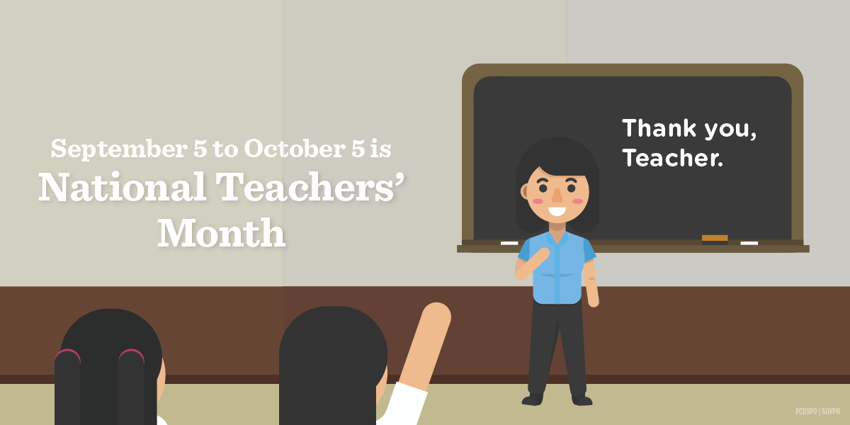 govph's tweet photo. September 5 to October 5 is National Teachers' Month, by virtue of Proc. No. 242, s. 2011: http://t.co/X3tKZAwEqH http://t.co/sdgqms2KE1