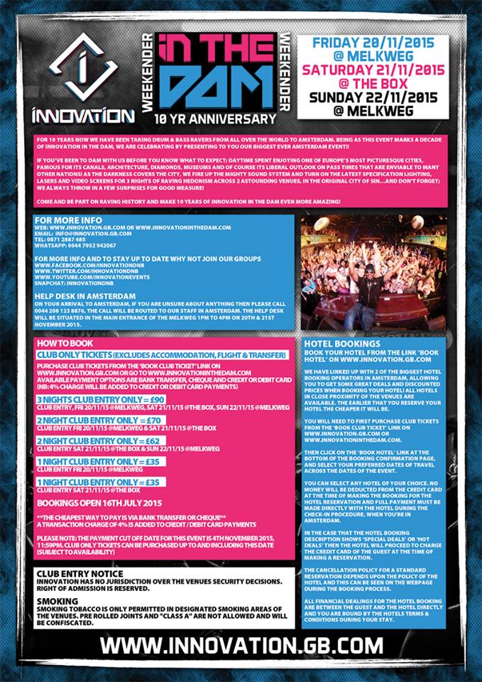 flyingsquadclub's tweet image. Innovation in the Dam 10 Year Anniversary Weekender @innovationdnb @LLOYDINNOVATION @DillinjaValve @SaSaSaSDnB #sdc 😎