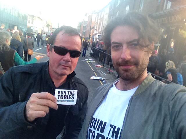 Richartpoorart's tweet photo. On the streets with @chunkymark saying. #BuntheTories #marchagainstausterity http://t.co/Emm8zT6wil