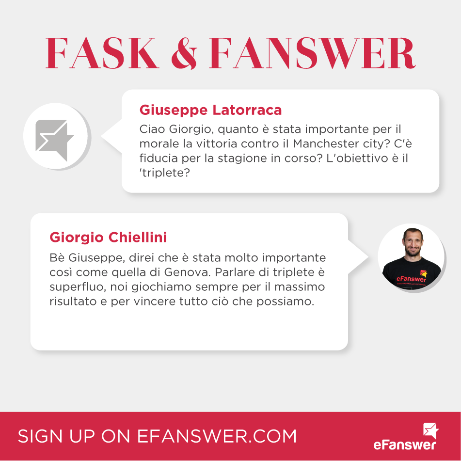 eFanswer's tweet photo. You #Fask, Celebs #Fanswer! Giuseppe asked a question and @chiellini answered. It's your turn, talk with your idols! http://t.co/3JnmIeAnQD
