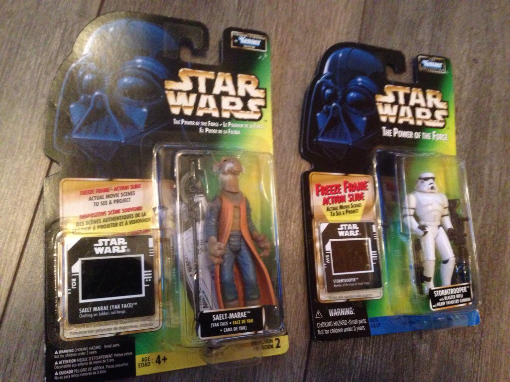 TheRetroHunter's tweet image. Booty Looty Pic 1
The Power of the Force carded #StarWars figures #Stormtrooper and #YakFace (sadly not vintage) £12
