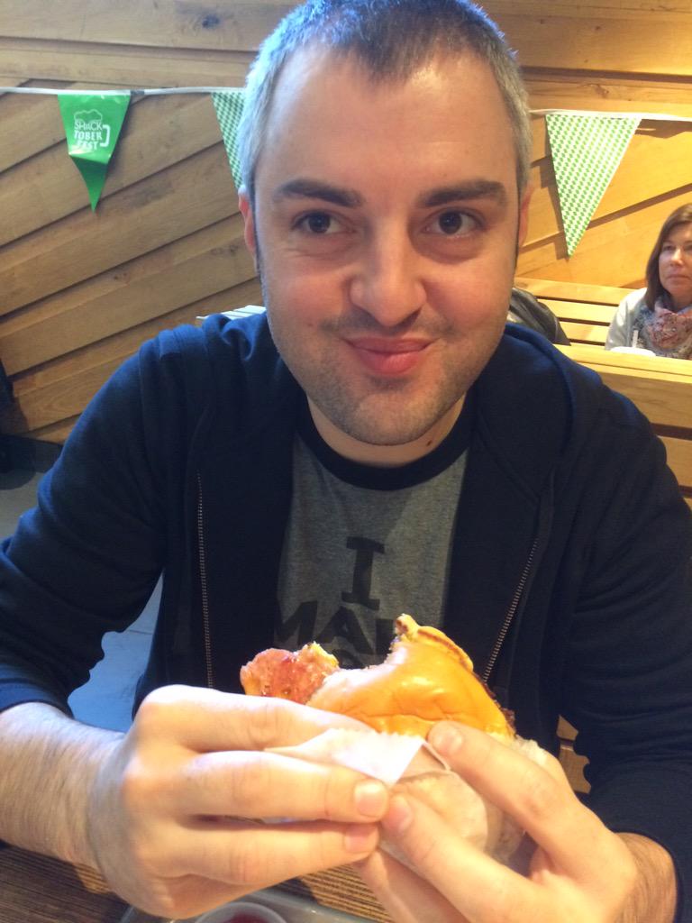 Shacktoberfest Bacon, Cheddar, Brat Burger!  <a href="/shakeshack/">SHAKE SHACK</a>