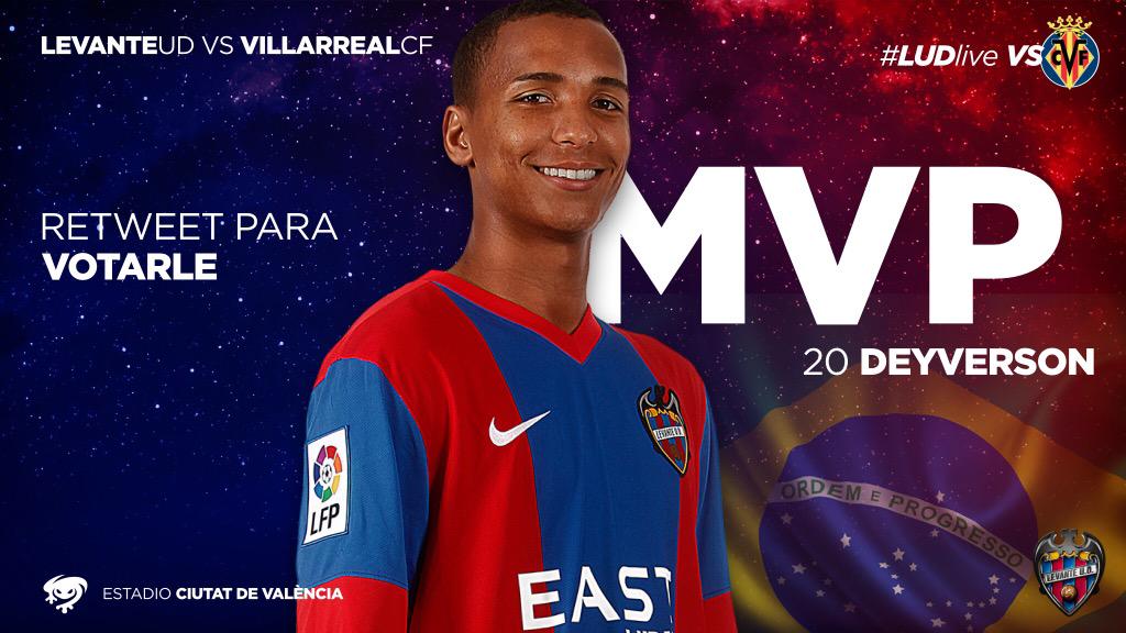 LevanteUD's tweet photo. MVP | Haz RT si crees que Deyverson ha sido el mejor jugador del @LevanteUD #LUDlive #LUDvVIL http://t.co/fBPwrejgmY