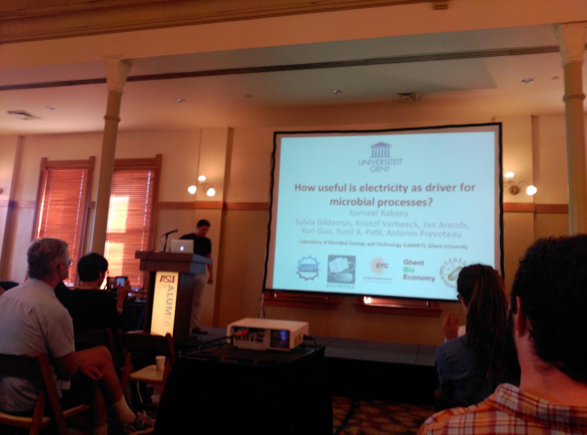 sebastia_puig's tweet photo. Great talk of @KorneelRabaey at @ismet2015 on how useful is electricity as driver of microbial processes http://t.co/xRK4YotNR0