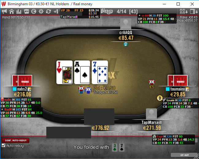 Game0fEquity's tweet photo. C'est pas souvent que je fais du Cash Game, mais quand j'en fait.. #NL100 http://t.co/BrSegIZtEY