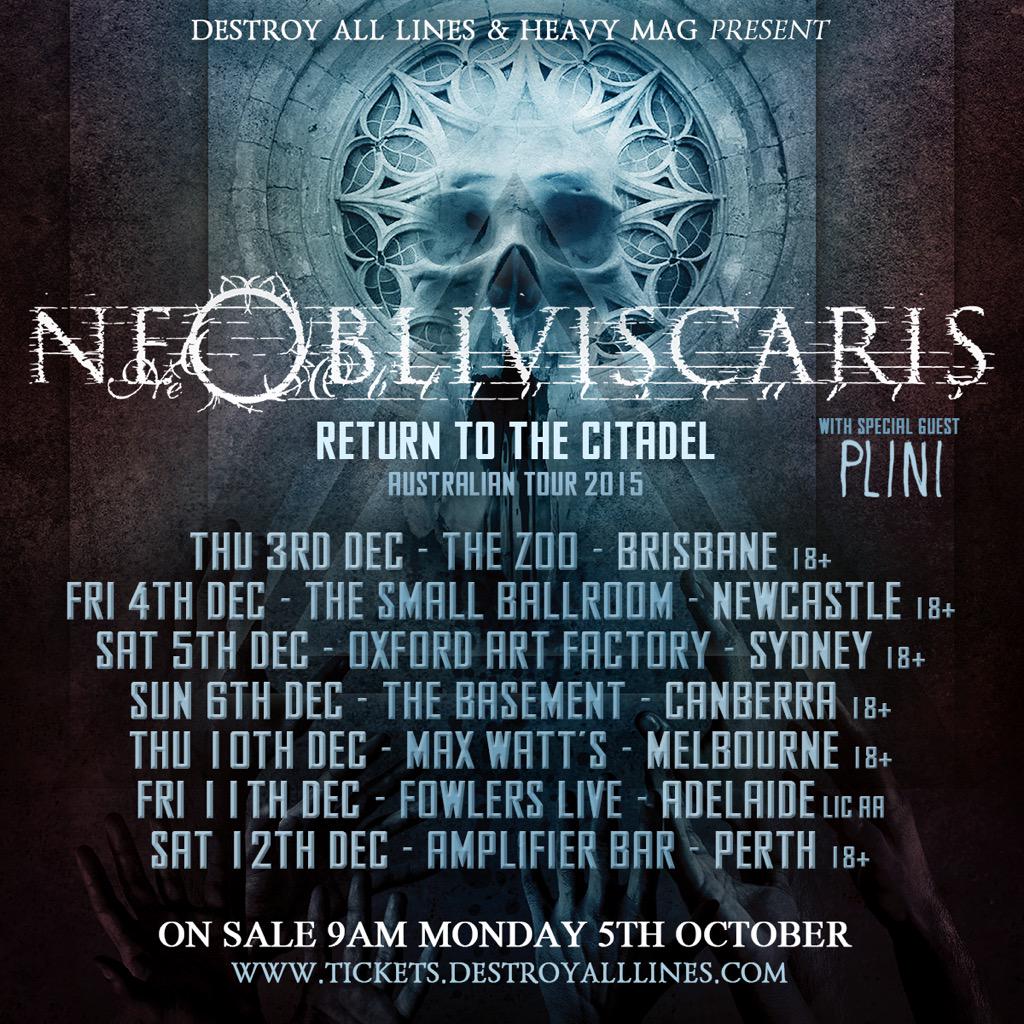 Tickets on sale at 9am today for our Australian headline tour with <a href="/plinirh/">Plini</a>! tickets.destroyalllines.com
