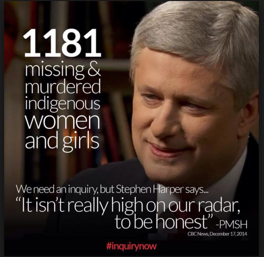 piyesisbrand's tweet photo. All leaders and parties acknowledge #MMIW except Harper &amp; Conservatives #notonradar #homelesscats #elxn42 #cndpoli http://t.co/jEfrWX26rH