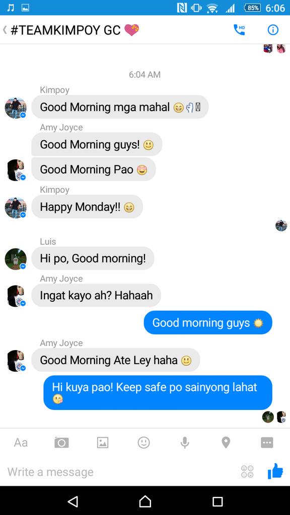 officialkimpoy's tweet photo. And ganda ng umaga ko pag siya bumabati 😂😍😘 good mooorning!!! Start your daa with a smile guys! 😉 -ley http://t.co/64UfNKyI0s