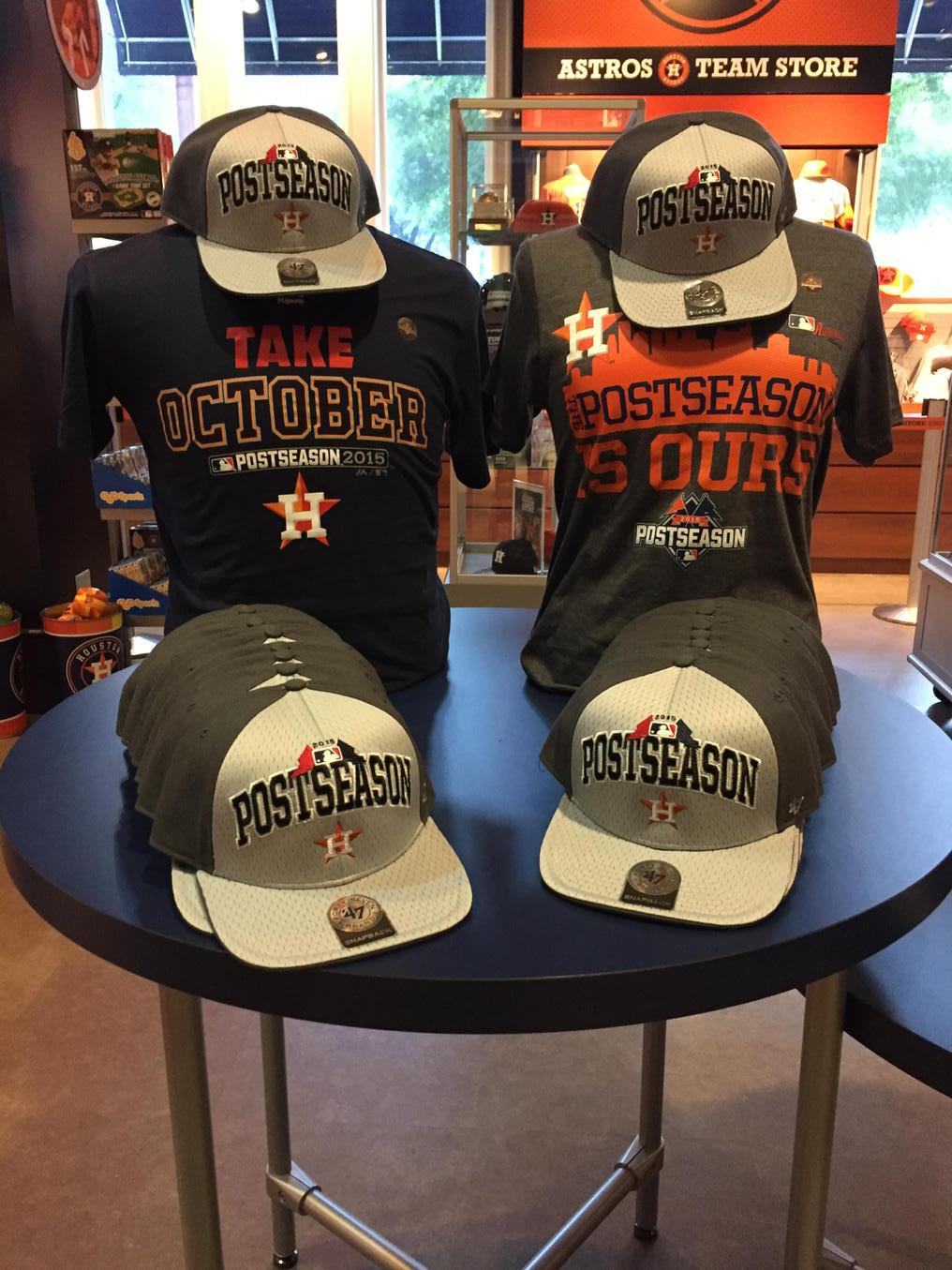 Houston Astros on X: Get your caps and shirts at #Astros Team Store  24-Hour #Postseason Clinch Celebration now until 7 pm Monday night!   / X
