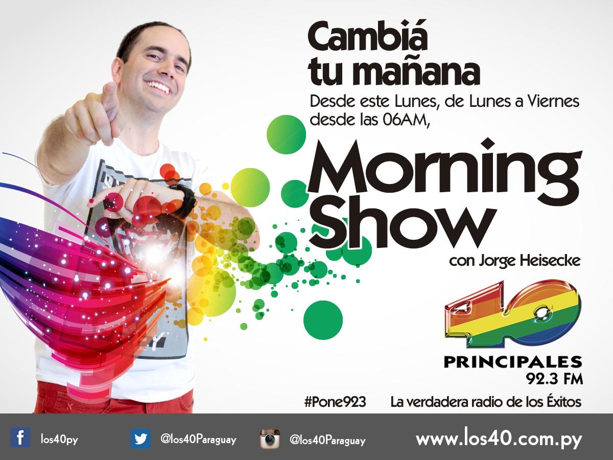 Mañana <a href="/jorgeheisecke/">Jorge D. Heisecke</a> te espera en Morning Show. ¡Escuchálo en <a href="/los40Paraguay/">LOS40 Paraguay</a>!
