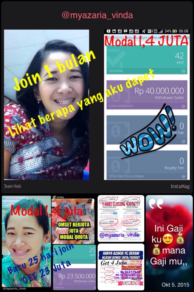 Di PAKSA KAYA SM AZARIA,,
Mah gk percaya sm azaria,msh mo nontonin BONUS ku aja
Ini GAJI ku,mana GAJI mu,
BB 5A577BAD