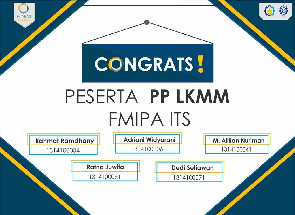 Congratulation peserta PP LKMM <a href="/statistikaits14/">STATISTIKA ITS 2014</a> #SelarasPergerakan