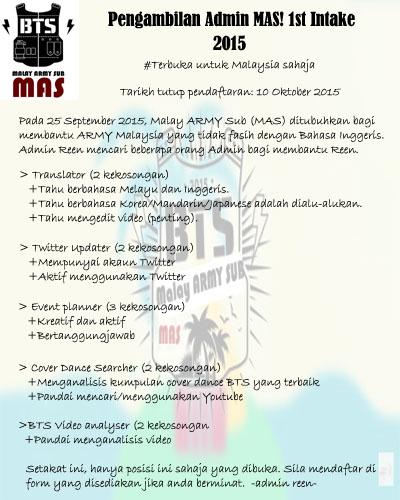 MAS_bts's tweet photo. Looking for new members [Malaysian Only] 
Tarikh tutup: 10 Oktober 2015 
The form >> http://t.co/Ya3BvvBoxd http://t.co/u9zfHlyY4S