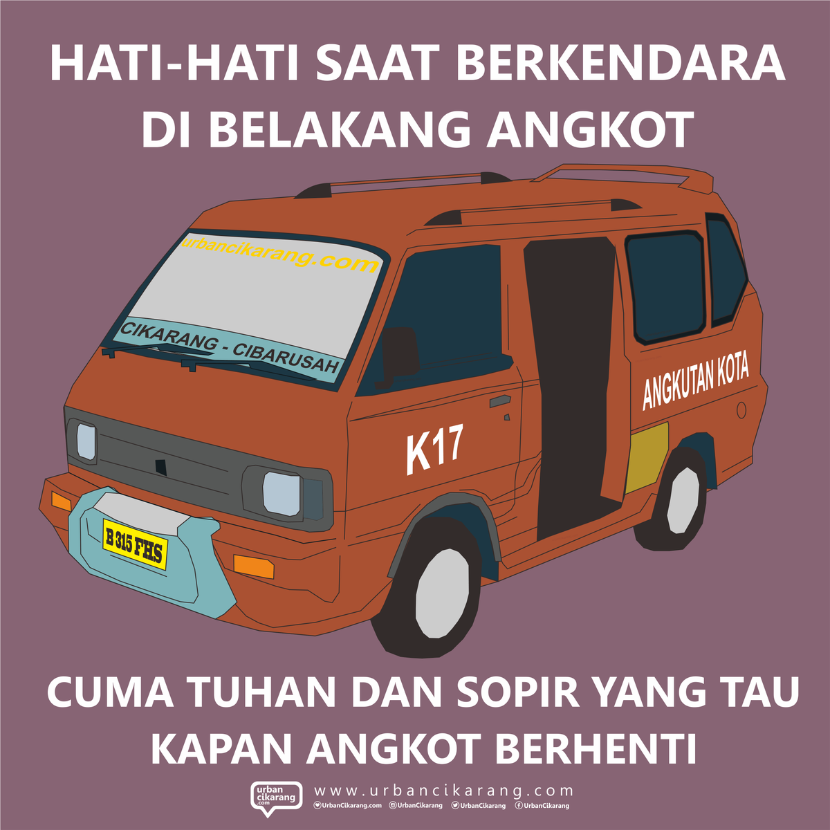 urbancikarang's tweet photo. Hati-hati saat berkendara di belakang angkot. Cuma Tuhan dan sopir yang tau kapan angkot berhenti. http://t.co/mXZO5JSFT9