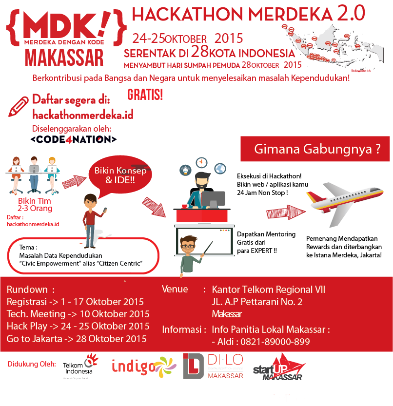 StartupMKS's tweet photo. Hai pemuda, negeri ini kembali memanggilmu. Tunjukkan sumpahmu dgn join di @hackathonMDK Makassar. http://t.co/CezDHCVEqc