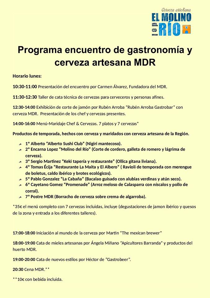 Aquí os pasamos el programa de hoy lunes, experiencia única la de estos dos días