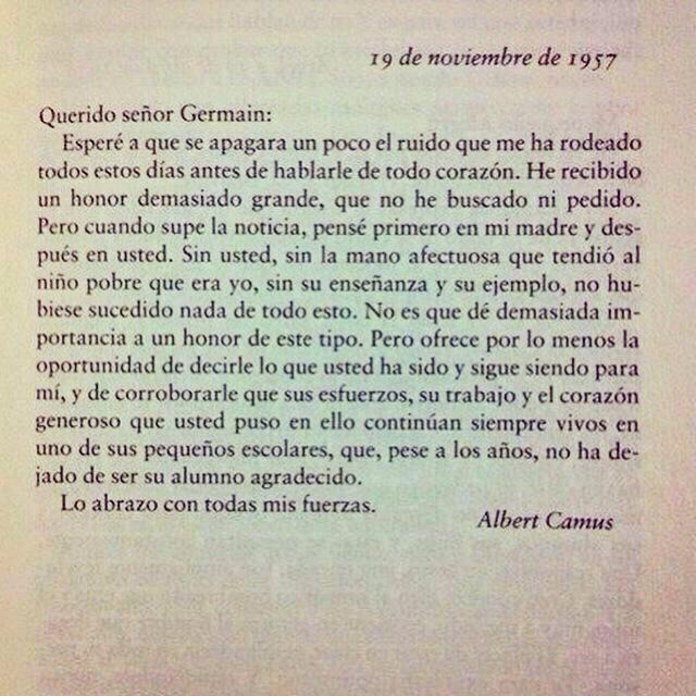 PostigoElena's tweet image. Carta de A. Camus a su maestro tras recibir el premio Nobel.
#diamundialdeldocente