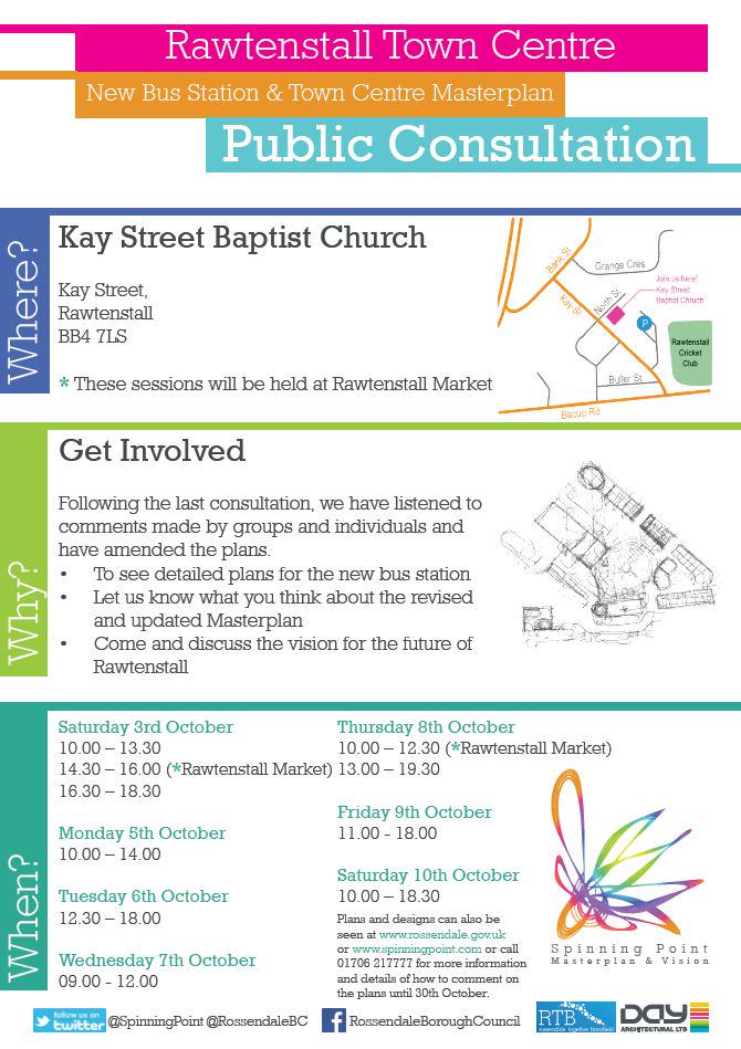 We're back at Kay St Baptist Church today till 2pm as part of our consultation on #Rawtenstall Town Centre