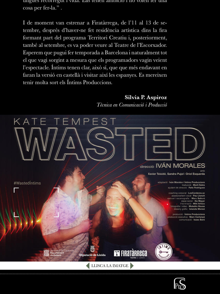 Proscenium_ES's tweet image. .@marta_pallares @itramselas @prisamata i els @IntimsProd ens fan cinc cèntims de Wasted, a @firatarrega #Proscenium5