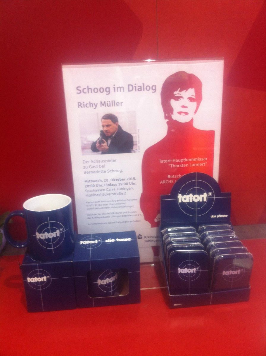 Hallo an alle <a href="/tatort_fans/">Tatort-Fans.de</a>! Richy Müller ist am Mi, 28.10. zu Gast in Tübingen. Die Fanartikel dazu gibt's bei uns!