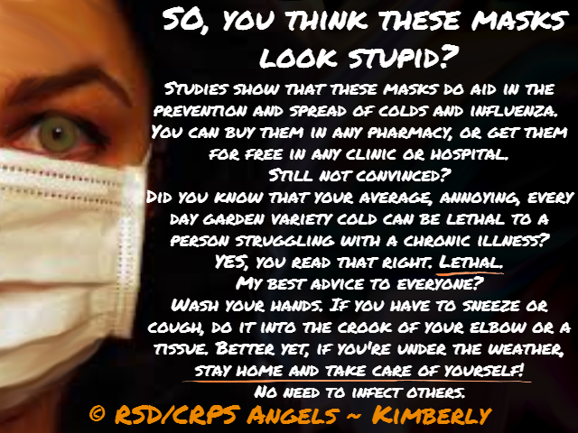 1AngelsProject's tweet photo. #rsdcrpsangels #theangelsproject #kimberly #masks #flumasks #chronicillness #illness #awareness #youmatter http://t.co/UpElVoYxyC