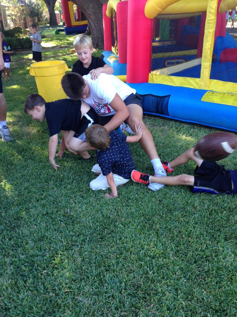 bholland825's tweet image. Football players were a big hit at the Merriman Park Fall Festival. #gangtackle