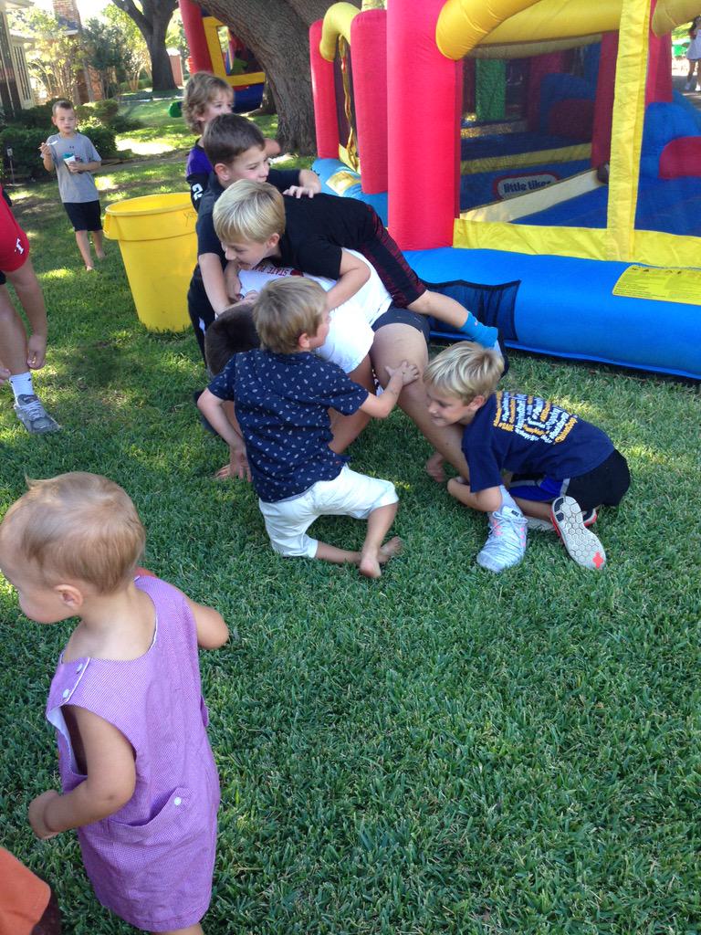 bholland825's tweet image. Football players were a big hit at the Merriman Park Fall Festival. #gangtackle