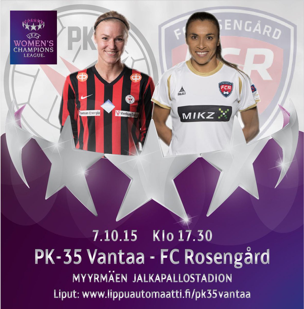 Två dagar kvar till matchen mot <a href="/FCRosengard/">FC Rosengård</a>. Vi är redo, är ni? 

<a href="/UWCL/">UEFA Women’s Champions League</a> #finnkampen
