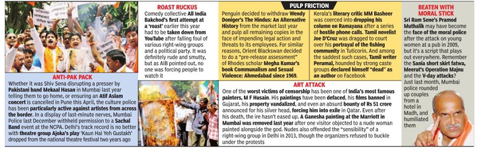 EvokeIndia's tweet photo. Here's a list of "things democratic India cannot do" published by TOI. Clipping Courtesy: Times Special Ban Ka Desh http://t.co/9ffG78sjS4
